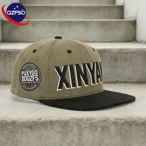 QZFSO Custom <b>Flat</b> Brim Snapback <b>Cap</b> Hip Hop Gorras Fitted Two Tone Embroidered Baseball Hat for Men - Product Image 1