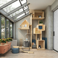 Hamac de Luxe Élégant en Sisal pour Chat, Lit Mural, Condo d'Escalade, Meuble pour Animaux de Compagnie en Bois Massif, Sans Assemblage, pour Salon