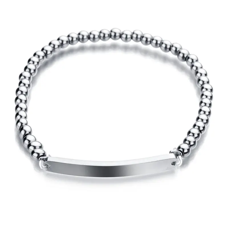 Braccialetto a sfera in acciaio braccialetto squisito in acciaio inossidabile di moda bracciale coppia con cordino elastico