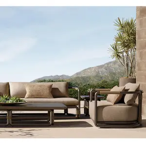 Sofá de jardim para pátio, sofá de corda para jardim, conjunto de móveis para uso ao ar livre, estilo moderno, mais vendido