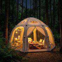 Abri de camping portable Meisu durable et imperméable, double couche, toutes saisons, 5m 6m, base en PVC, ouverture rapide automatique pour la forêt