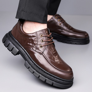 Chaussures bateau pour hommes en cuir véritable à lacets, bout rond, respirantes, semelle extérieure en caoutchouc, semelle intermédiaire en EVA - Product Image 2