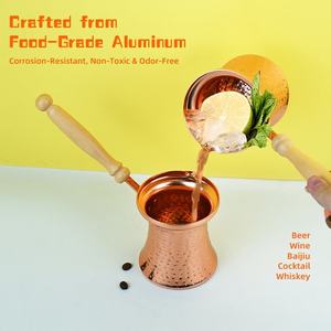カスタマイズ可能なモダンミニアルミトルココーヒーポット、断熱・火傷防止設計、天然木ハンドル、手注ぎ式 - Product Image 4