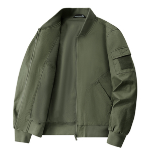 Blouson bomber personnalisé avec logo, pour homme, printemps et automne, en coton lavé, col baseball, coupe ample, décontracté, tendance et confortable. - Product Image 6