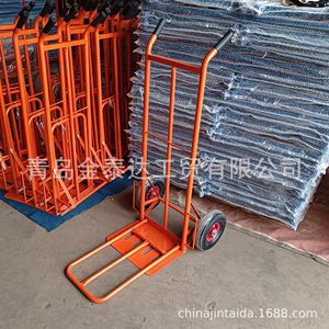 Double Shovel Folding Cargo <b>Trolley</b> 2 Wheels Steel Industrial Warehouse Truck Yellow <b>Foldable</b> Model 1827 - Product Image 3