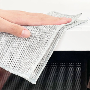 Double-Sided <b>Silver</b> <b>Wire</b> Dishcloth 20x20Cm For Pots And Pans Cleaning Kitchen Use - Product Image 2