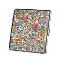 Boîte à cigarettes portable en métal imprimée couleur tendance, lot de 20, anti-pression et anti-humidité, avec clip à cigarettes