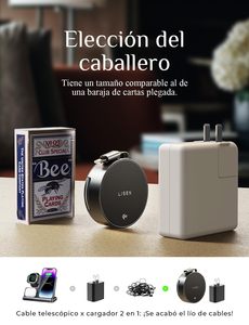 LISEN Mini Estación de Carga Inalámbrica Retráctil 3 en 1, Base de Carga Magnética Rápida de 15W para iPhone 17 16 15 <span class=keywords><strong>Pro</strong></span> Max, Reloj y <span class=keywords><strong>AirPods</strong></span> - Product Image 4