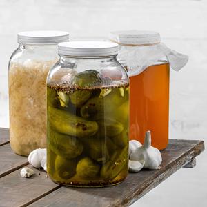 1 Gallon Glass Mason <span class=keywords><strong>Jar</strong></span> Miệng Rộng Với Kín Kim Loại Nắp An Toàn Cho Lên Men Kombucha Kefir Dưa Chua Lưu Trữ - Product Image 2