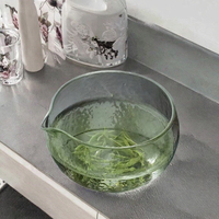 Bol à matcha en verre borosilicate transparent Misonyo, écologique, de qualité alimentaire, résistant à la chaleur, avec bec verseur, motif marteau, style Japandi, fouet à thé