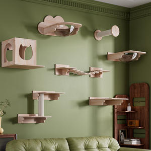 Árbol <span class=keywords><strong>de</strong></span> gato montado en la pared <span class=keywords><strong>de</strong></span> estilo moderno, <span class=keywords><strong>hamaca</strong></span> <span class=keywords><strong>de</strong></span> plataforma <span class=keywords><strong>de</strong></span> salto integrada, juguete <span class=keywords><strong>de</strong></span> movimiento interactivo para mascotas <span class=keywords><strong>de</strong></span> <span class=keywords><strong>madera</strong></span>, casa <span class=keywords><strong>de</strong></span> gato que ahorra espacio - Product Image 2