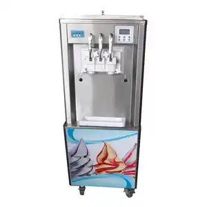 Hot Selling Soft Ice Cream Machine Free Standing 2 Tank 3 Flavor Soft Serve Ice Cream Machine with Flavor Syrup Adding Function