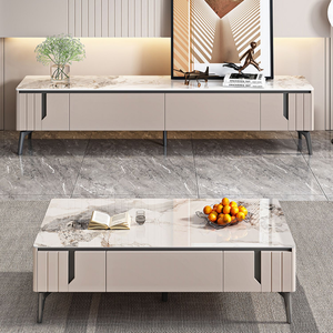 Set meja kopi dan dudukan <span class=keywords><strong>Tv</strong></span>, desain Modern ruang tamu kayu Nordik - Product Image 1