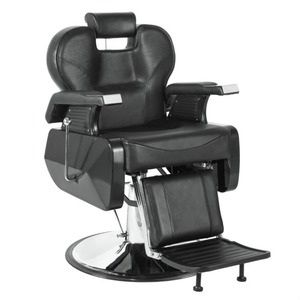 Sillón de Barbería Profesional Nuevo de Lujo en Negro, Reclinable, de Cuero Sintético, para Peluquería Masculina, Venta al Por Mayor - Product Image 1