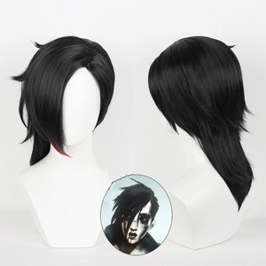 Parrucca nera corta all'ingrosso 45cm media dritta lega di leggende LOL Arcane Anime capelli sintetici Halloween festa Cosplay parrucca - Product Image 1