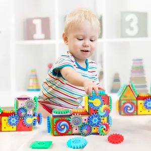 Magnetic Tiles Building Block Plastic Gears Connecting Brick Creative Learning Preschool Set Stem Kids Educational Toys For Kids