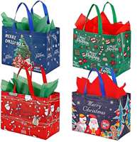 Sacs cadeaux de Noël personnalisés en usine, sacs fourre-tout réutilisables, grands sacs non tissés pour friandises, sacs de Noël non tissés avec poignée