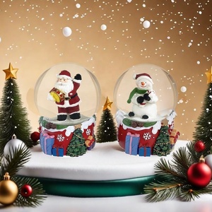 Globe à neige en verre avec base en résine de Noël, Père Noël, bonhomme de neige, décoration de table, figurine de festival - Product Image 6