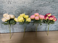 Bouquet de pivoines rose foncé à 7 têtes, fleurs en soie, centre de table 48 cm, style européen, décoration de Noël et de mariage pour la maison et le bureau - Vente chaude