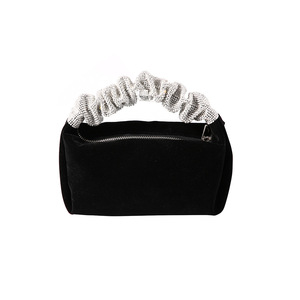 Sac de soirée en velours Mifaktory, 5 pouces, avec une seule poignée, fermeture éclair, noir, sac à main tendance pour les soirées - Product Image 4