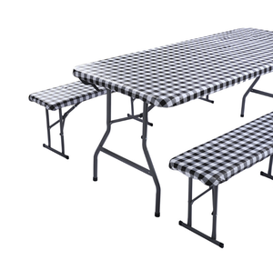 Funda para Mesa Rectangular <span class=keywords><strong>de</strong></span> 6 Pies para Exteriores, Impresa, Juego <span class=keywords><strong>de</strong></span> 3 Piezas, PEVA Elástica, Ajustable + 2 <span class=keywords><strong>Fundas</strong></span> para Bancos, Ecológica y Personalizable - Product Image 3