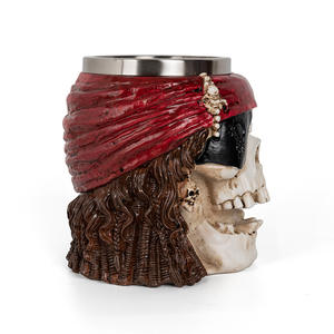 كوب قهوة ونبيذ وبيرة بتصميم فريد على شكل جمجمة فايكنغ إسكندنافية من الراتنج والفولاذ المقاوم للصدأ، هدية شخصية مخصصة للديكور المنزلي - Product Image 4