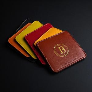 Posavasos Redondos de Cuero PU de 10 cm, Estilo Nórdico, para Café, Bar, Personalizables - Product Image 1