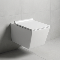 WC suspendu monobloc de luxe blanc mat, design moderne, cuvette colorée, avec réservoir encastré