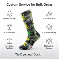 Chaussettes mi-mollet personnalisées en tie-dye à motif feuille d'érable pour hommes et femmes, chaussettes de sport décontractées tendance en tricot, vente en gros