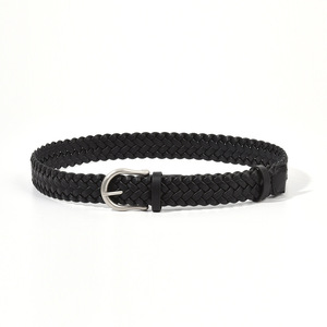 <span class=keywords><strong>Ceinture</strong></span> en cuir PU effet peau de mouton pour <span class=keywords><strong>femme</strong></span>, style coréen, simple, avec boucle en alliage tressée, polyvalente pour jupes et jeans, aspect haut de gamme, 110 cm, sans perforation - Product Image 4