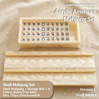 Ensemble de Mahjong Américain de Luxe Personnalisé en Nacre, 166 Tuiles Acryliques Semi-Transparentes, Boîte de Rangement Épaissie, 4 Supports Ondulés et Poussoirs