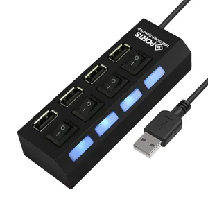 4-Port USB 2.0 HUB Switch Cheap Data Transfer Interface for Computers in Stock with Box Packaging