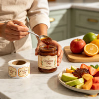 Étiquettes personnalisées découpées à la forme pour bouteilles de sauce, autocollantes, imperméables et résistantes à l'huile pour pots de condiments de restaurant