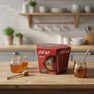 Caja de Miel Natural <span class=keywords><strong>Royal</strong></span> Más Vendida en 2025 - Caja Hexagonal Roja para Miel con Bolsitas de Miel Pequeñas en el Interior - Product Image 5