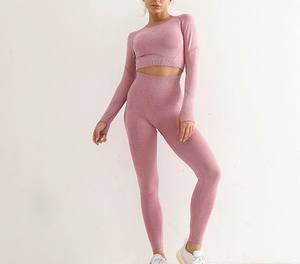 Conjuntos Deportivos de Manga Larga para Mujer, Top Corto y Leggings, Ropa de Gimnasio para Mujer - Product Image 4