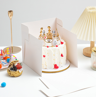 Boîtes à gâteaux en carton ondulé pliables et recyclables, classiques, blanches, carrées, en vente chaude, différentes tailles pour gâteaux de 8 à 12 pouces, fenêtres transparentes