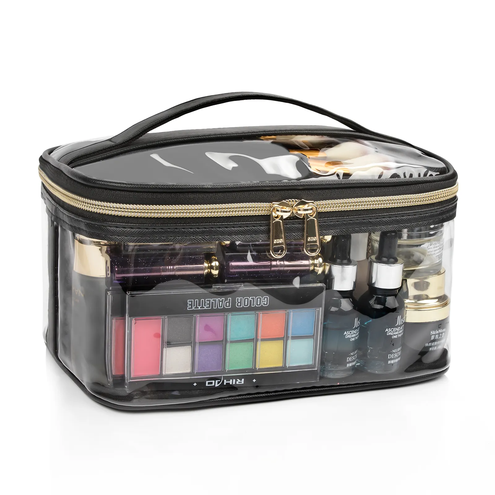 Relavel Clear Makeup Organizer Case Portable Plastic PVC Cosmetic Bags Transparent Makeup Bag for Traveling Storage