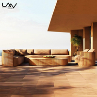 Style nordique extérieur hôtel teck cadre tissu imperméable canapé ensemble jardin patio en plein air luxe canapé meubles