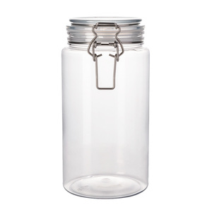 Flip Active Shaft <b>Clear</b> Metal Buckle Empty 1500ml PET <b>Plastic</b> Airtight Storage Flour Jars - Product Image 5