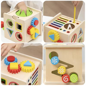 Jouet éducatif Montessori en bois multifonctionnel pour le développement sensoriel et la motricité fine, <span class=keywords><strong>3</strong></span>+ ans, emballage en boîte couleur, OEM/ODM - Product Image 3
