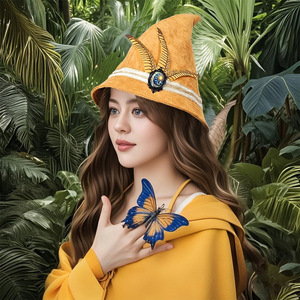 หมวกพ่อมดลูลิง ยายาว ขนาดเดียว ตกแต่งด้วยขนนก สำหรับงานปาร์ตี้ฮาโลวีน อุปกรณ์เสริมชุดแฟนซี - Product Image 1