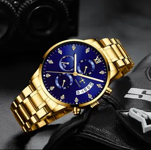 Oem Gouden Horloge Guangzhou Fabriek Hoge Kwaliteit Luxe Hand Quartz Horloges Mannen Met Design Custom Uw Eigen Logo