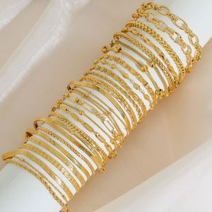 Bulk Custom Luxury 14k18k Gold Plated Fine Fancy Bracelet En Acier Inoxydable Femme Homme Bracelet & <b>Bangle</b> for <b>Women</b> - Product Image 2