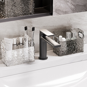 <b>Mirror</b> Cabinet Storage Box Glacier Pattern Open Top Desktop Makeup Organizer Bathroom Cosmetic Holder Small Sundries Rack - Product Image 4