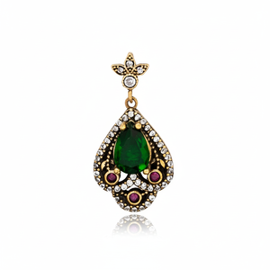 Estilo otomano pera gota Esmeralda CZ colgante de plata auténtica turco al por mayor 925 joyería de plata esterlina - Product Image 2