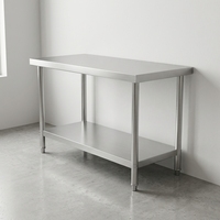 Table de travail commerciale moderne en acier inoxydable robuste pour cuisine avec étagère inférieure pour restaurant, hôtel, traiteur, stockage, facile à nettoyer