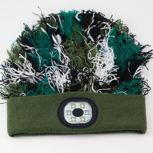 FF1569 cagoule camouflage en détresse laine tricot hiver <span class=keywords><strong>lampe</strong></span> frontale bonnet éclairé chapeau camouflage <span class=keywords><strong>lampe</strong></span> de poche LED bonnet avec lumière - Product Image 5