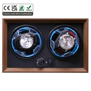 Classic Walnut Wood Double Watch Winder 2 Slots with 5 Rotation Modes Ready to Ship Case for Luxury Watches WCA Certified Case - Product Image 1