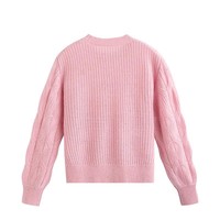 Pull en cachemire pur à 100 % avec détails en paillettes - Pull rose blush en tricot torsadé - Haut tricoté de luxe fini à la main