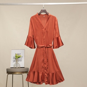 <span class=keywords><strong>Kimono</strong></span> da <span class=keywords><strong>Donna</strong></span> in Seta Sintetica, <span class=keywords><strong>Vestaglia</strong></span> da Casa con Volant per Damigelle, Taglie Forti, Abbigliamento da Notte Femminile 6044 - Product Image 4